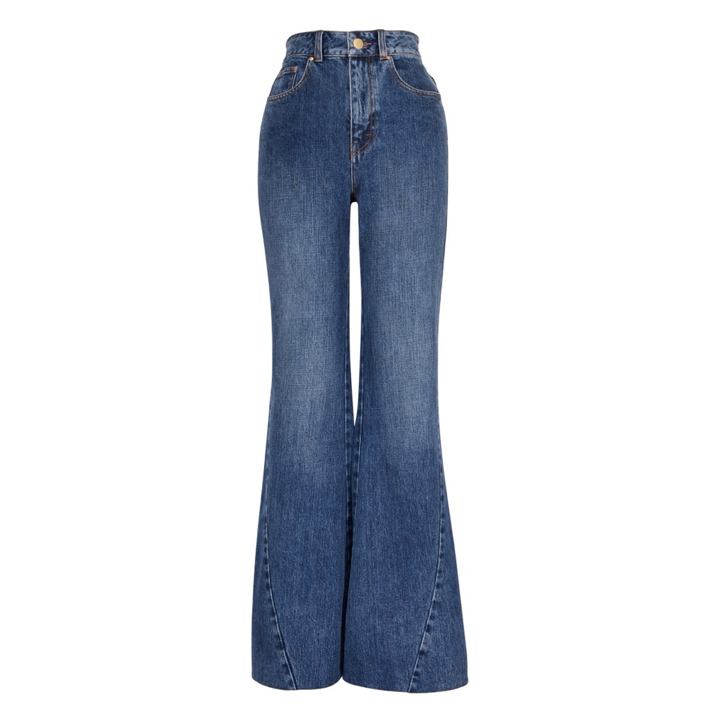 CO Collection High Rise Indigo Enhanced Seam Detail Flare Jeans